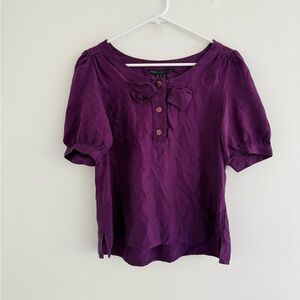 Marc Jacob 100% Silk Purple Puff Sleeve Blouse 6